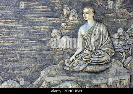 Pagode Tinh Xa Ngoc Chau. Vie de Bouddha, Siddhartha Gautama. Méditation. Chau Doc. Vietnam. Banque D'Images
