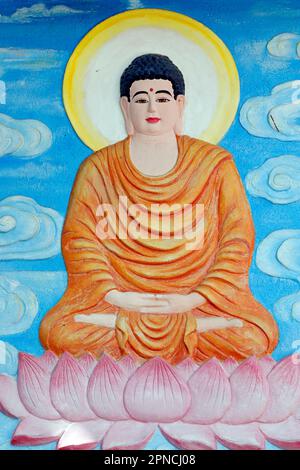 Siddhartha Gautama, le Bouddha Shakyamuni. Pagode Tinh Xa Ngoc Chau. Chau Doc. Vietnam. Banque D'Images