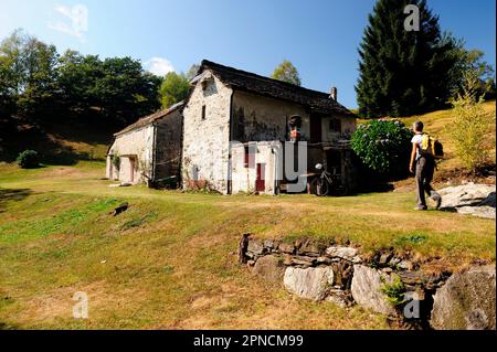 Alpe Vercio est accessible à pied depuis le hameau de Bracchio. Mergozzo, Cusio Ossola Verbano, Piémont, Italie, Europe Banque D'Images