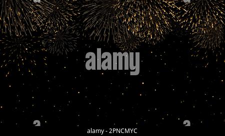 Feux d'artifice sur fond de ciel noir. Banque D'Images
