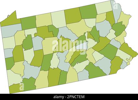 Carte politique modifiable très détaillée avec des couches séparées. Pennsylvanie. Illustration de Vecteur