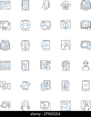 Collection d'icônes de la gamme netbook. Compact, léger, portable, efficace, abordable, Illustration productive, vectorielle de base et linéaire. Simple Illustration de Vecteur