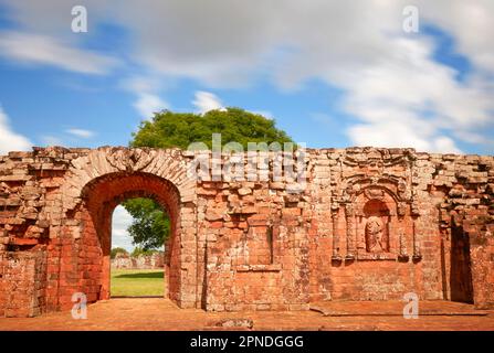 Les ruines des missions jésuites de 'la Santísima Trinidad de Paraná', Itapúa, Paraguay. Banque D'Images