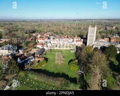 Dedham Village dans Essex Royaume-Uni Drone, vue aérienne, vue aérienne, vue d'oiseaux, Banque D'Images