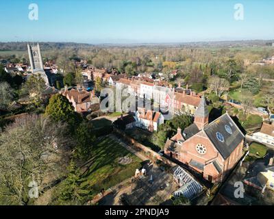 Centre du village de Dedham Essex UK Drone, vue aérienne, vue aérienne, vue d'oiseaux, Banque D'Images