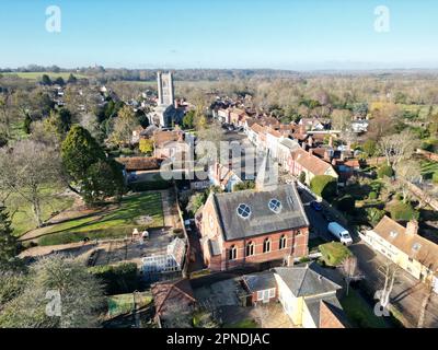 Centre du village de Dedham Essex UK Drone, vue aérienne, vue aérienne, vue d'oiseaux, Banque D'Images