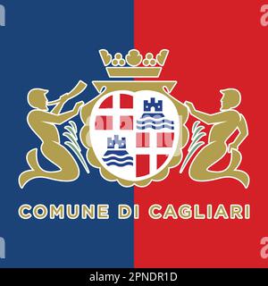 Ville de Cagliari armoiries aux couleurs bleu et rouge du drapeau, illustration vectorielle Illustration de Vecteur