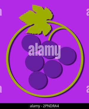 Un logo de vin avec un bouquet de raisins dans un dessin graphique est vu dans cette image vectorielle. Illustration de Vecteur