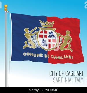 Ville de Cagliari drapeau aux armoiries, Sardaigne, Italie, illustration vectorielle Illustration de Vecteur