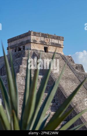 Le temple de Kukulca (El Castillo), une pyramide mésoaméricaine à l'intérieur du site archéologique de Chichen Itza, Yucatan, Mexique. Banque D'Images
