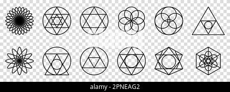 Ensemble d'icônes de géométrie sacrée. Illustration vectorielle isolée sur fond transparent Illustration de Vecteur