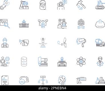 Collection d'icônes de la gamme Maker. Créer, inventer, artisanat, construire, bricolage, Innover, construire des illustrations vectorielles et linéaires. Concevoir,fabriquer,Plan de l'ingénieur Illustration de Vecteur