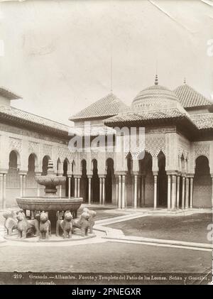 Fuente y Templeta del patio de los Leones, l'Alhambra, par Señán et González, vers 1890 Banque D'Images