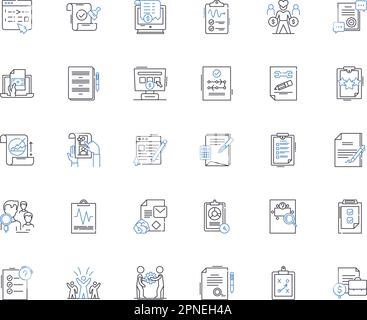 Collection d'icônes de ligne d'accords. Contrat, Compact, Deal, PACT, Traité, Règlement, vecteur Accord et illustration linéaire. Pacte,compréhension Illustration de Vecteur