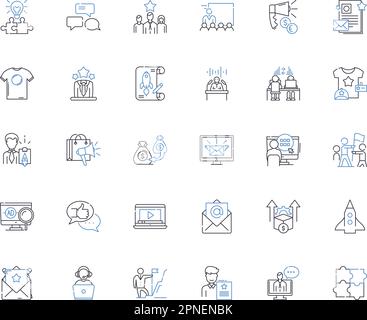 Collection d'icônes de ligne marketing. Publicité, marquage, campagnes, concurrents, consommateurs, Contenu, vecteur client et illustration linéaire Illustration de Vecteur