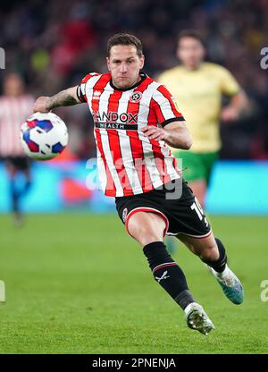 Billy Sharp de Sheffield United en action pendant le match du championnat Sky Bet à Bramall Lane, Sheffield. Date de la photo: Mardi 18 avril 2023. Banque D'Images