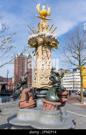 Monument Ode à Marten Toonder, Kolk, Stadsdriehoek, Rotterdam, province de la Hollande-Méridionale, Royaume des pays-Bas Banque D'Images