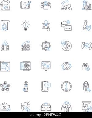Partager la collection d'icônes de ligne de transaction. Investissement, négociation, portefeuille, actions, courtage, Actions, vecteur de capital et illustration linéaire. Marché, stocks Illustration de Vecteur