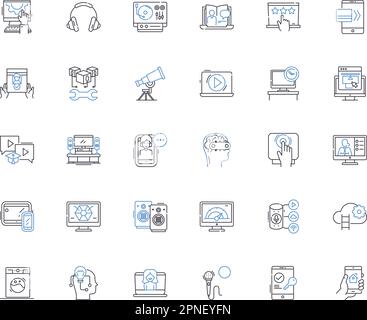 Collection d'icônes de ligne d'équipement. Machines, technologie, outils, instrumentation, appareils, Gadgets, appareils vectoriels et illustration linéaire Illustration de Vecteur