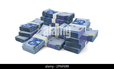 Pile de 1000 billets de Naira nigérian. 3D présentation de lots de billets Banque D'Images