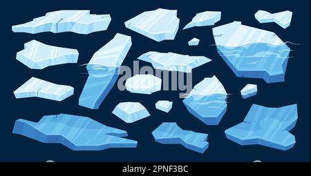 Glace arctique gelée fond de glace craquelée blocs bleus de glace de diverses tailles illustration vectorielle Illustration de Vecteur