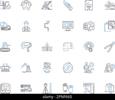 Collection d'icônes de ligne de fabricant. Soudage, découpe, fabrication, travail des métaux, usinage, Ingénierie, vecteur de conception et illustration linéaire Illustration de Vecteur