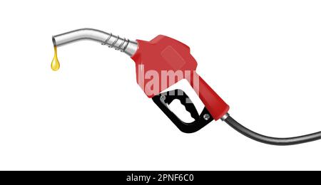 Buse de pompe à poignée avec une goutte d'or de gaz combustible coûteux réaliste objet isolé illustration de vecteur Illustration de Vecteur