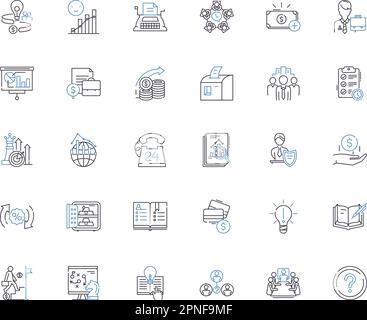Collection d'icônes de ligne d'administration de fonds. Investissements, comptabilité, conformité, reporting, actif, Gestion, Administration vecteur et linéaire Illustration de Vecteur