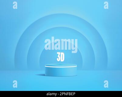 Scène minimaliste pour les produits cosmétiques de spectacle. 3d cylindres bleus réalistes sur fond bleu. Maquette de podium pour la présentation des produits Illustration de Vecteur