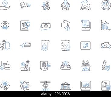Collection d'icônes de ligne de plan d'investissement. Actions, obligations, fonds communs de placement, ETF, Diversification, Risque, vecteur de portefeuille et illustration linéaire. Retours Illustration de Vecteur
