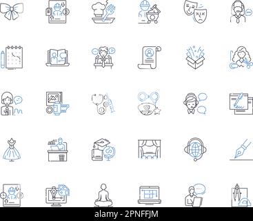 Collection d'icônes de ligne contractuelle. Obligation, Accord, Pacte, engagement, promesse, Légal, vecteur de liaison et illustration linéaire. Transaction Illustration de Vecteur