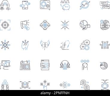 Collection d'icônes de ligne de développement commercial. Stratégie, innovation, croissance, ventes, Marketing, Nerking, vecteur de partenariat et illustration linéaire Illustration de Vecteur
