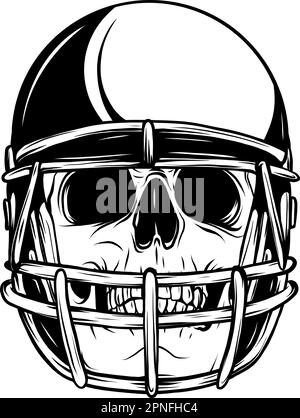 Crâne dans le casque de football. Illustration vectorielle vintage Illustration de Vecteur