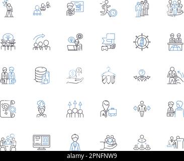 Collection d'icônes de ligne pour les associés commerciaux. Partenaires, collaborateurs, affiliés, connexions, alliés, Partisans, cohortes vecteur et linéaire Illustration de Vecteur