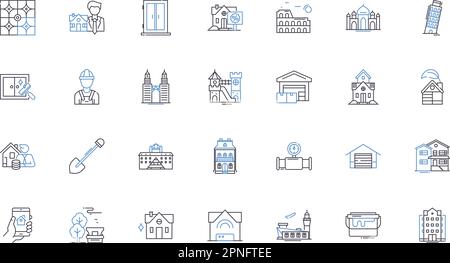 Collection d'icônes de la ligne d'accueil. Abri, refuge, Abode, habitation, résidence, Nest, Haven vecteur et illustration linéaire. Homestead,Maison,Habitat Illustration de Vecteur