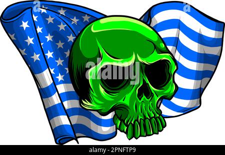 illustration du vecteur du drapeau usa du crâne sur fond blanc Illustration de Vecteur