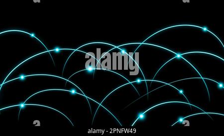 Arrière-plan de l'illustration Network Abstract avec cercles néon bleus. Banque D'Images