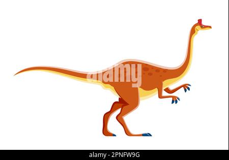 Personnage de dinosaure de dessin animé, Pelecanimimus mignon dino de Jurassic, vecteur jouet enfants lézard. Pelecaniimus dinosaure du genre ornithomimosaurien, éteint r Illustration de Vecteur