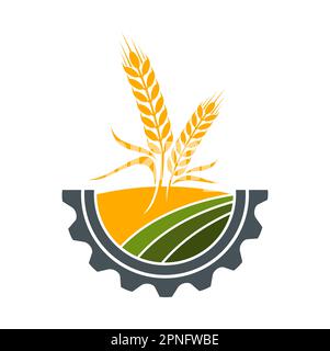 Icône Agriculture, champ de blé ou ferme oreilles de seigle et épis de céréales, symbole vectoriel. Ferme orge et millet, agriculture agricole et agro industr Illustration de Vecteur