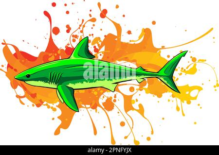 Joli requin grand-père décoratif vert. Illustration vectorielle Illustration de Vecteur