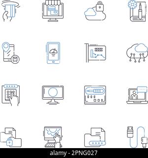 Collection d'icônes de ligne d'authentification à deux facteurs. Sécurité, vérification, identité, authentification, protection, Access, Code Vector et Linear Illustration de Vecteur