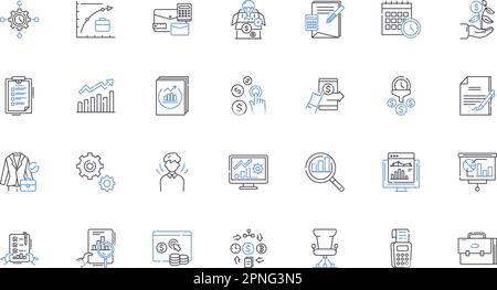Collection d'icônes de ligne de leadership dynamique. Visionnaire, innovant, inspirant, courageux, stratégique, Vecteur audacieux et décisif et illustration linéaire Illustration de Vecteur