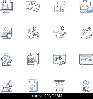 Collection d'icônes de ligne de rentabilité. Chiffre d'affaires, marge, efficacité, croissance, retour sur investissement, Revenu net, vecteur de performance et illustration linéaire. Productivité Illustration de Vecteur