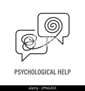 Icône d'aide psychologique. Symbole de problème mental, psychologue, psychothérapie. Illustration vectorielle. Contour modifiable. Illustration de Vecteur