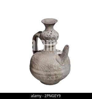 Terra-cotta islamique ewer avec décorations arabe 7ème-8ème siècle CE 16,8 cm de haut Banque D'Images