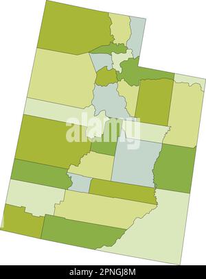 Carte politique modifiable très détaillée avec des couches séparées. Utah. Illustration de Vecteur