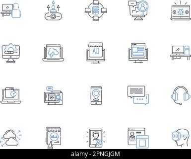 Collection d'icônes de ligne de révolution technologique. Perturbation, innovation, numérisation, automatisation, interconnectivité, Quantum, vecteur de modernisation Illustration de Vecteur