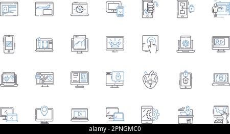 Collection d'icônes de ligne d'information SuperHighway. Connectivité, Internet, Web, en ligne, Cyberspace, Nerk, vecteur numérique et illustration linéaire Illustration de Vecteur