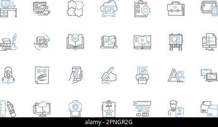 Collection d'icônes de la ligne de stockage. Investissement, portefeuille, actions, actions, marché, Trading, Commodity Vector et illustration linéaire. Titres, haussière Illustration de Vecteur