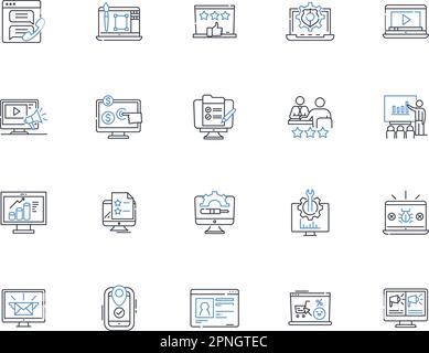 Collection d'icônes de ligne mainframe. IBM, COBOL, Legacy, Fortran, Batch, JCL, vecteur DB et illustration linéaire. CICS,assemblage,jeu de panneaux de contour ZOS Illustration de Vecteur